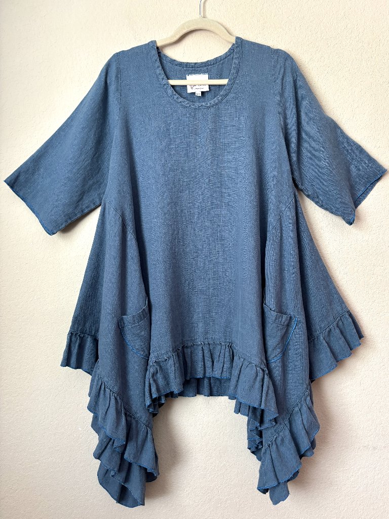 Heart's Desire By Mary Grace Linen Butterfly Long Tunic Top